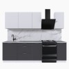 Набор корпусной мебели для кухни " Микс Топ-5" белый премиум/ графит серый/мрамор лацио белый