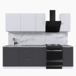 Набор корпусной мебели для кухни " Микс Топ-5" белый премиум/ графит серый/мрамор лацио белый