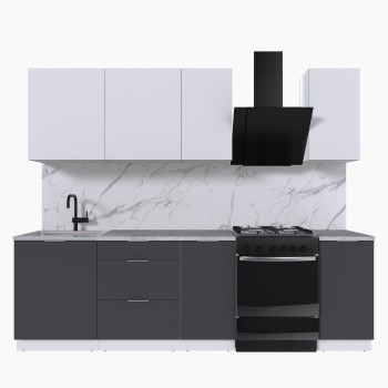 Набор корпусной мебели для кухни " Микс Топ-5" белый премиум/ графит серый/мрамор лацио белый