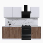 Набор корпусной мебели для кухни " Микс Топ-4" белый премиум/дуб крафт табачный/мрамор марквина