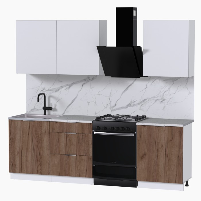 Набор корпусной мебели для кухни " Микс Топ-4" белый премиум/дуб крафт табачный/мрамор марквина