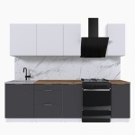 Набор корпусной мебели для кухни " Микс Топ-5" белый премиум/ графит серый/дуб вотан