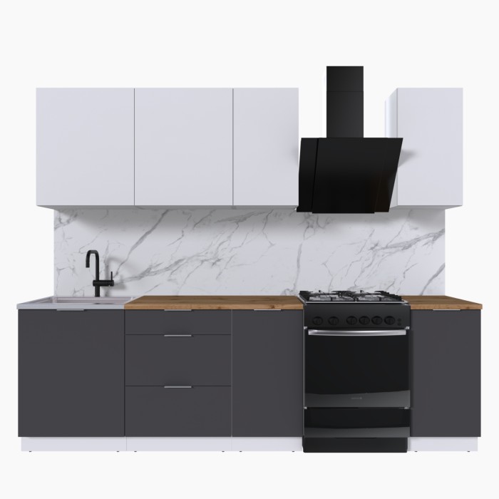 Набор корпусной мебели для кухни " Микс Топ-5" белый премиум/ графит серый/дуб вотан