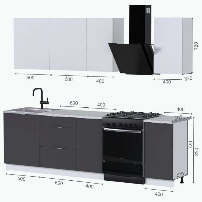 Набор корпусной мебели для кухни " Микс Топ-5" белый премиум/мрамор лацио белый