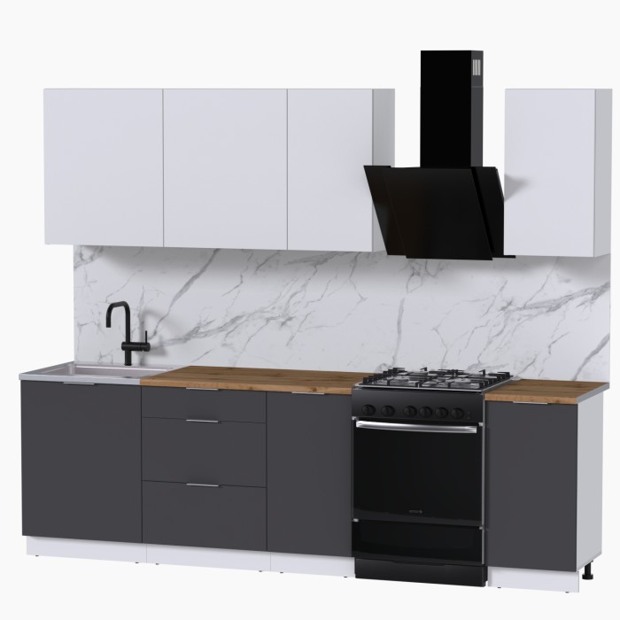 Набор корпусной мебели для кухни " Микс Топ-5" белый премиум/ графит серый/дуб вотан