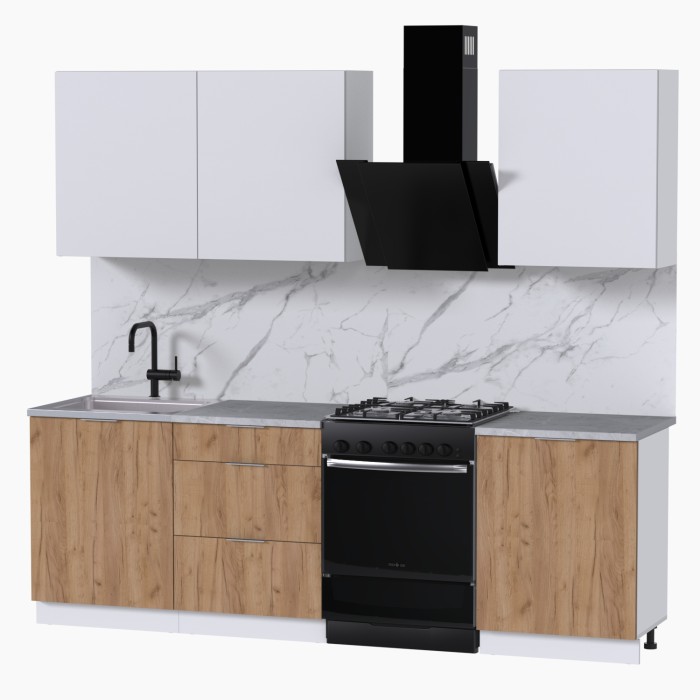 Набор корпусной мебели для кухни " Микс Топ-4" белый премиум/дуб крафт золотой/мрамор лацио белый