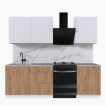 Набор корпусной мебели для кухни " Микс Топ-4" белый премиум/дуб крафт золотой/мрамор лацио белый