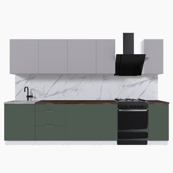 Набор корпусной мебели для кухни " Микс Топ-9" кашемир/дымчато зеленый/дуб флагстаф темный