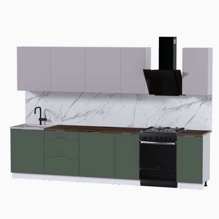 Набор корпусной мебели для кухни " Микс Топ-9" кашемир/дымчато зеленый/дуб флагстаф темный