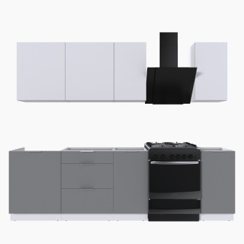 Набор корпусной мебели для кухни " Микс Топ-5" белый премиум/шиншилла серая