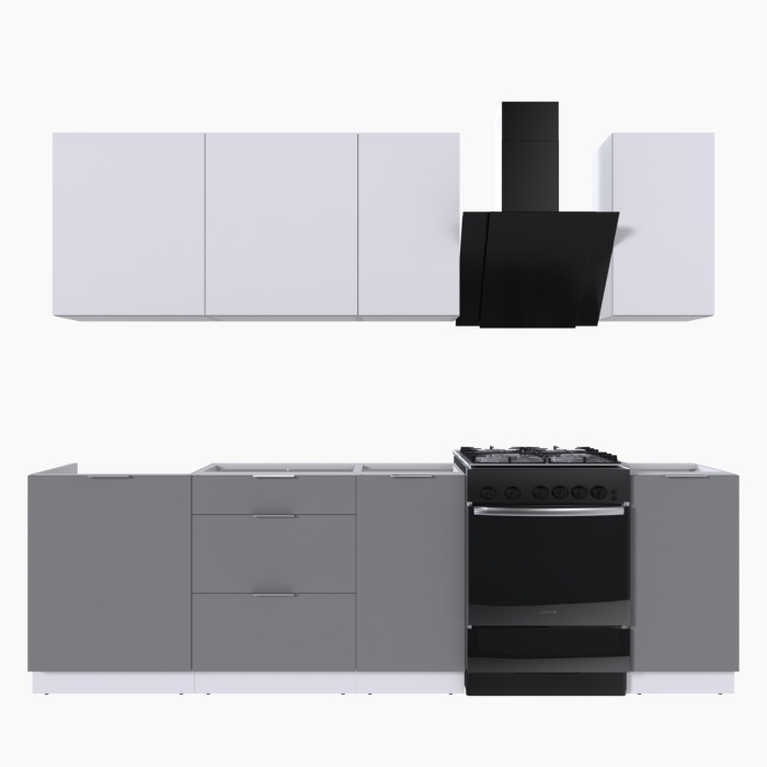 Набор корпусной мебели для кухни " Микс Топ-5" белый премиум/шиншилла серая