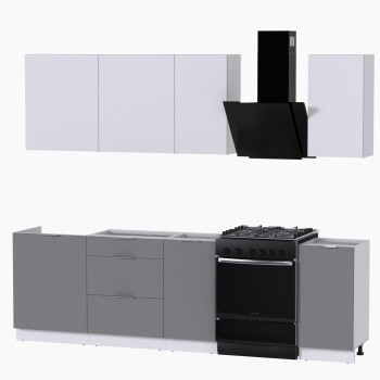 Набор корпусной мебели для кухни " Микс Топ-5" белый премиум/шиншилла серая