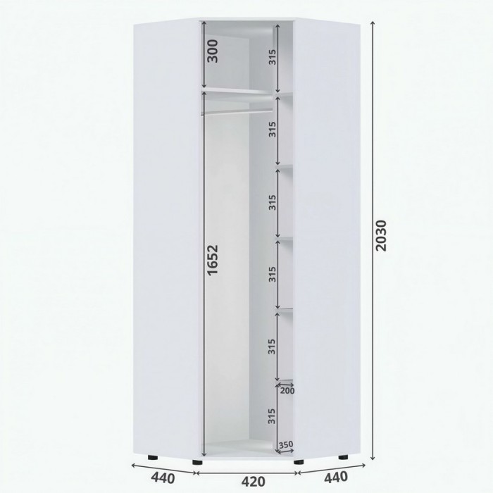 Шкаф для одежды угловой К-011 (дуб сонома)