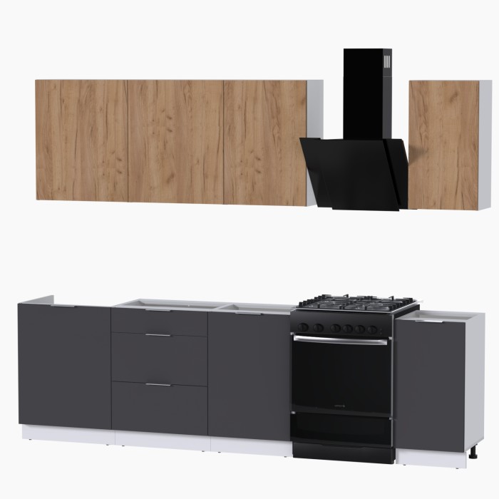 Набор корпусной мебели для кухни " Микс Топ-6" дуб крафт золотой/графит серый