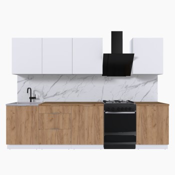 Набор корпусной мебели для кухни " Микс Топ-8" белый премиум/дуб крафт золотой/дуб вотан