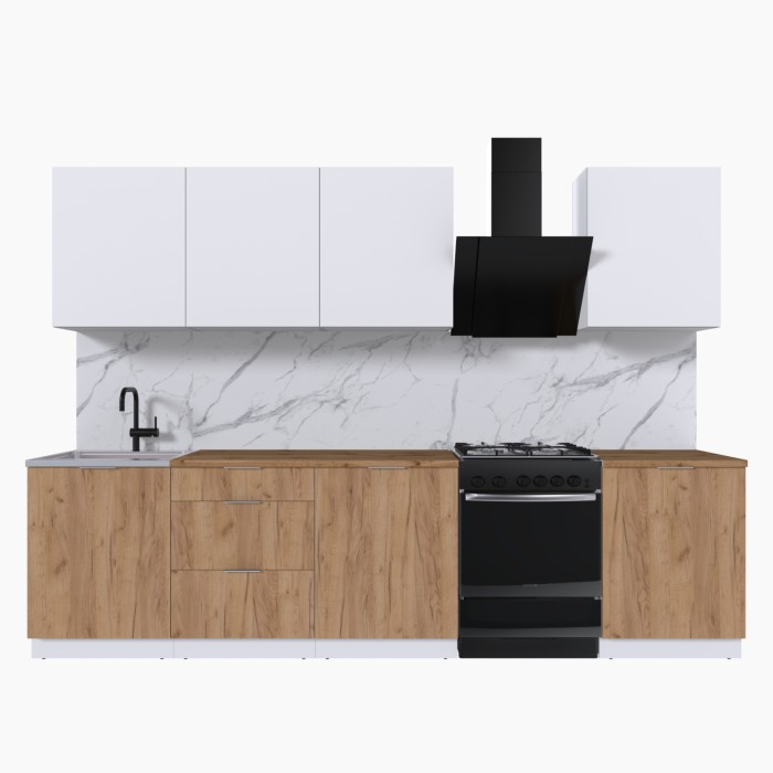 Набор корпусной мебели для кухни " Микс Топ-8" белый премиум/дуб крафт золотой/дуб вотан