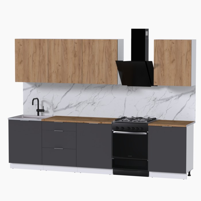 Набор корпусной мебели для кухни " Микс Топ-8" дуб крафт золотой/графит серый/дуб вотан