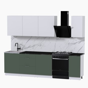 Набор корпусной мебели для кухни " Микс Топ-7" белый премиум/дымчато зеленый/тунис