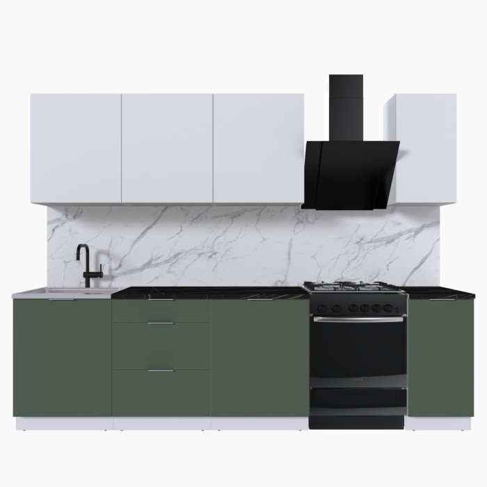 Набор корпусной мебели для кухни " Микс Топ-7" белый премиум/дымчато зеленый/тунис