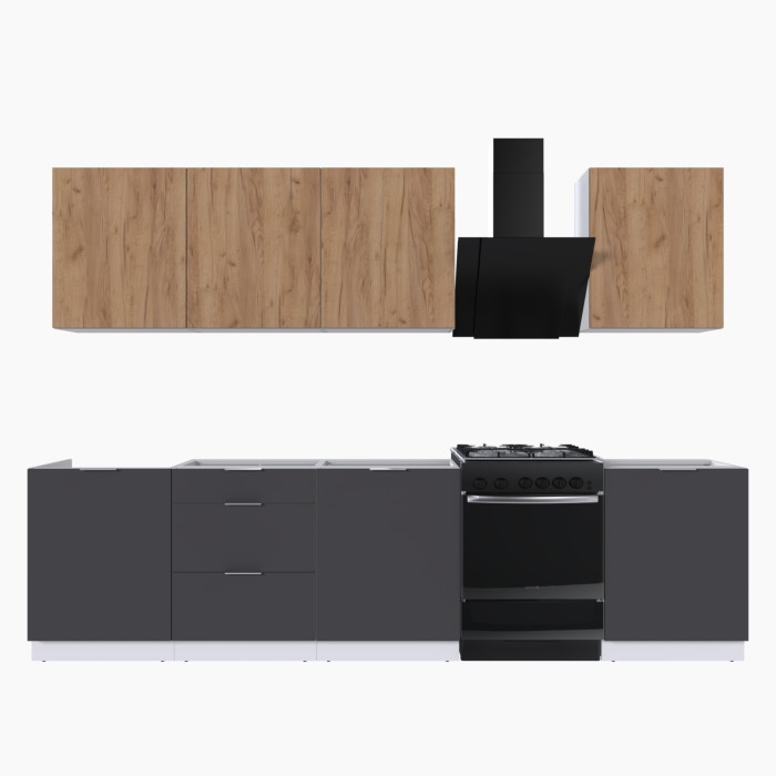 Набор корпусной мебели для кухни " Микс Топ-8" дуб крафт золотой/графит серый