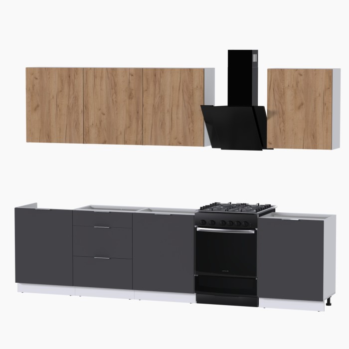 Набор корпусной мебели для кухни " Микс Топ-8" дуб крафт золотой/графит серый