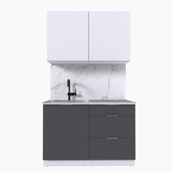 Набор корпусной мебели для кухни " Микс Топ-1" белый премиум/ графит серый/мрамор лацио белый