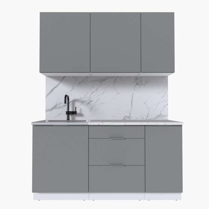 Набор корпусной мебели для кухни " Микс Топ-2" шиншилла серая/ шиншилла серая/мрамор марквина