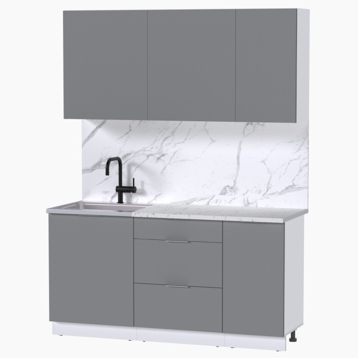 Набор корпусной мебели для кухни " Микс Топ-2" шиншилла серая/ шиншилла серая/мрамор марквина