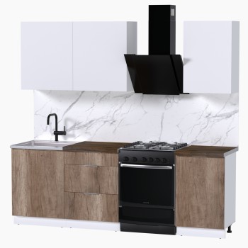 Набор корпусной мебели для кухни " Микс Топ-3" белый премиум/дуб каньон/дуб флагстаф темный