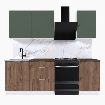 Набор корпусной мебели для кухни " Микс Топ-3" дымчато зеленый/ дуб крафт табачный/дуб флагстаф темный