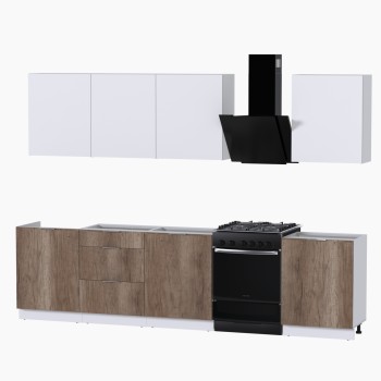 Набор корпусной мебели для кухни " Микс Топ-8" белый премиум/дуб каньон