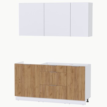 Набор корпусной мебели для кухни " Микс Топ-2" белый премиум/дуб крафт золотой