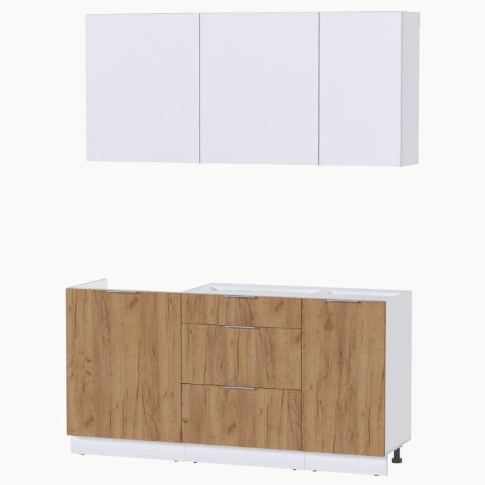 Набор корпусной мебели для кухни " Микс Топ-2" белый премиум/дуб крафт золотой