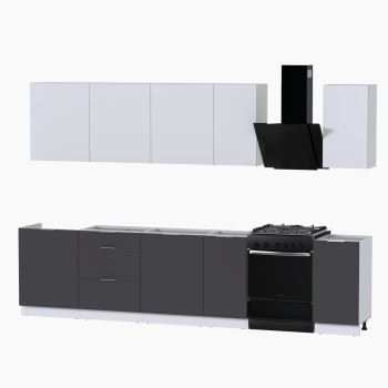 Набор корпусной мебели для кухни " Микс Топ-9" белый премиум/ графит серый