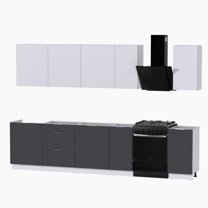 Набор корпусной мебели для кухни " Микс Топ-9" белый премиум/ графит серый