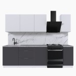 Набор корпусной мебели для кухни " Микс Топ-6" белый премиум/ графит серый/мрамор лацио белый