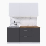 Набор корпусной мебели для кухни " Микс Топ-2" белый премиум/ графит серый/дуб вотан