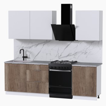 Набор корпусной мебели для кухни " Микс Топ-4" белый премиум/дуб каньон/мрамор лацио белый
