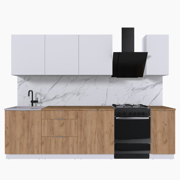 Набор корпусной мебели для кухни " Микс Топ-7" белый премиум/дуб крафт золотой/дуб вотан