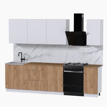 Набор корпусной мебели для кухни " Микс Топ-7" белый премиум/дуб крафт золотой/дуб вотан