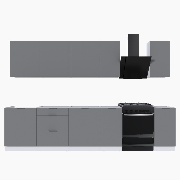 Набор корпусной мебели для кухни " Микс Топ-9" шиншилла серая/ шиншилла серая/