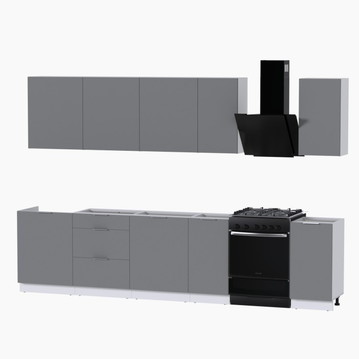 Набор корпусной мебели для кухни " Микс Топ-9" шиншилла серая/ шиншилла серая/