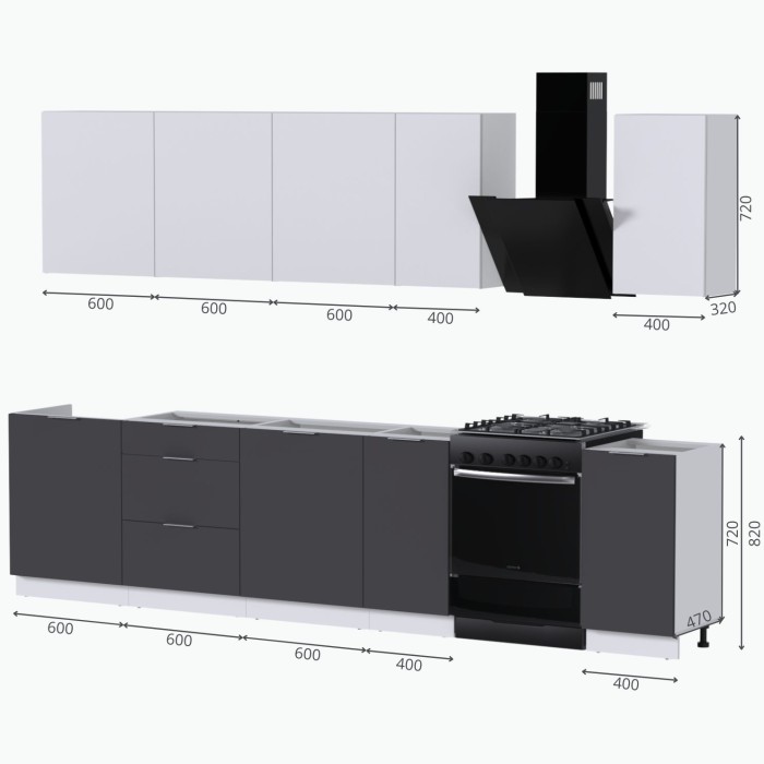 Набор корпусной мебели для кухни " Микс Топ-9" кашемир/дымчато зеленый