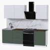 Набор корпусной мебели для кухни " Микс Топ-4" белый премиум/дымчато зеленый/дуб флагстаф темный