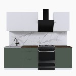 Набор корпусной мебели для кухни " Микс Топ-4" белый премиум/дымчато зеленый/дуб флагстаф темный