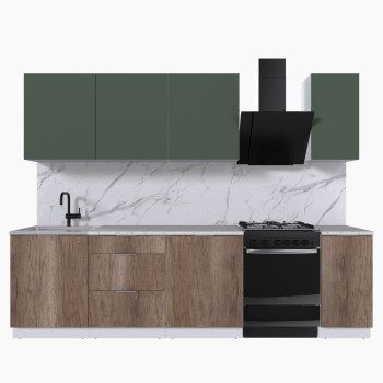 Набор корпусной мебели для кухни " Микс Топ-7" дымчато зеленый/ дуб каньон/мрамор марквина