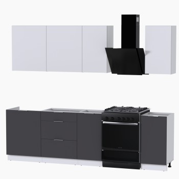 Набор корпусной мебели для кухни " Микс Топ-5" белый премиум/ графит серый