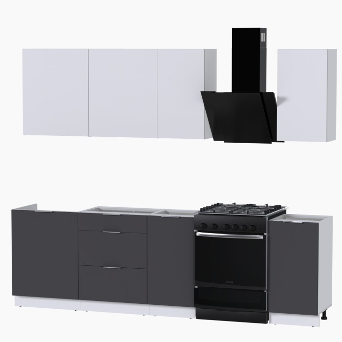 Набор корпусной мебели для кухни " Микс Топ-5" белый премиум/ графит серый