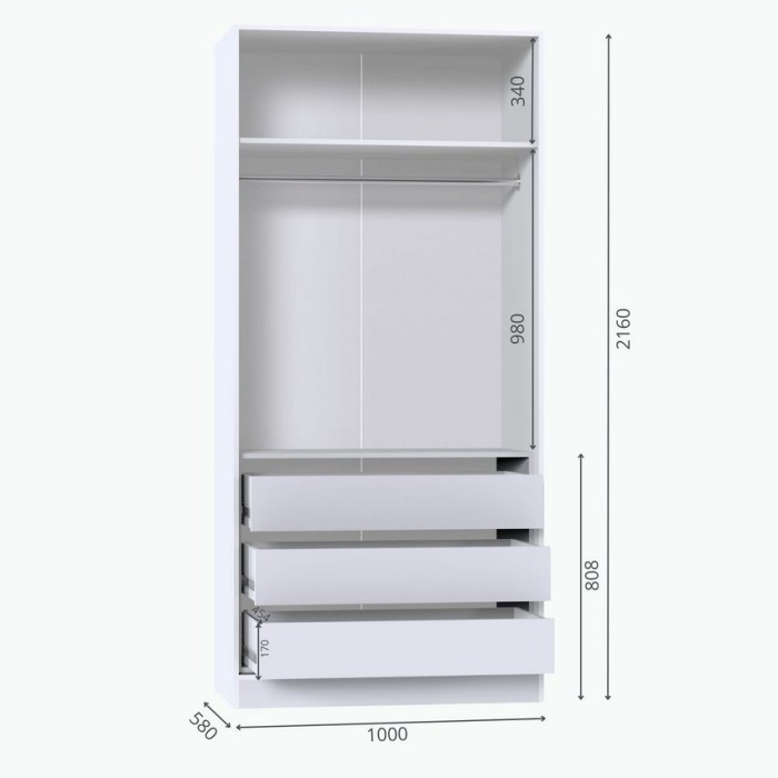 Шкаф для одежды МР-08 (580, 1 зеркало ) дуб крафт золотой