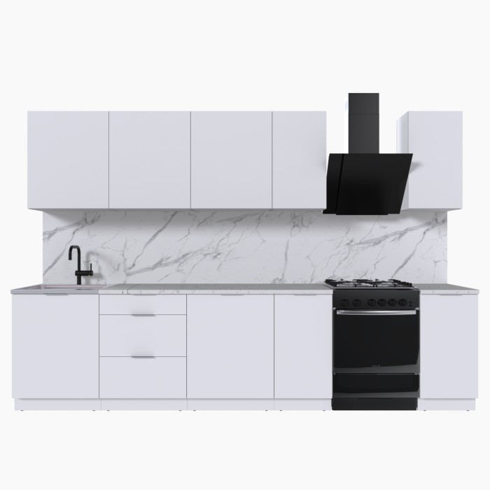 Набор корпусной мебели для кухни " Микс Топ-9" белый премиум/мрамор марквина
